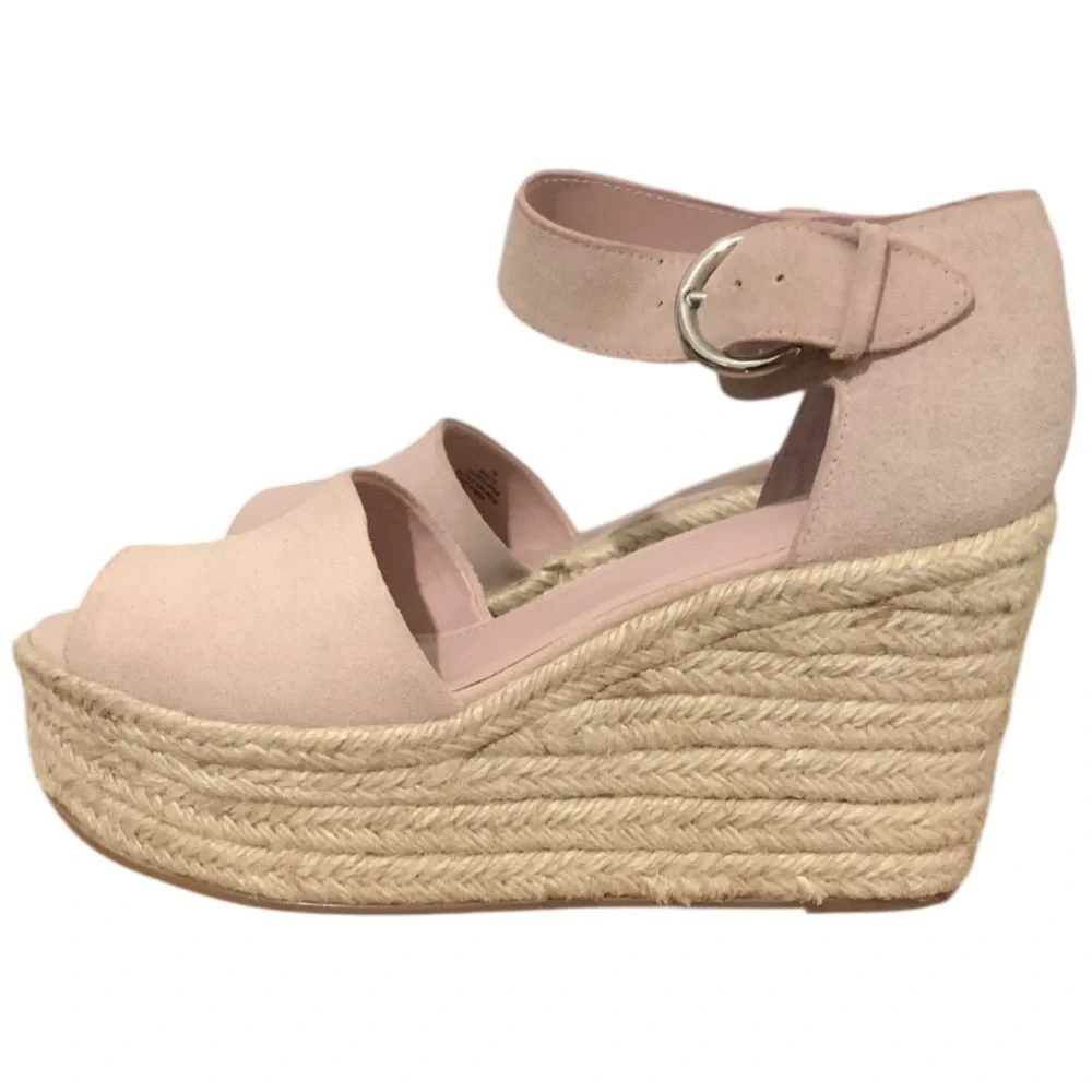 Marc Fisher Alida Suede Leather Espadrille Sandal Ankle Strap Sz 11 l Pink